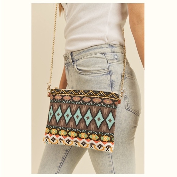 ✌🏼 #2551 Fashionably Cute Aztec Vibes Crossbody Purse - Picture 1 of 14